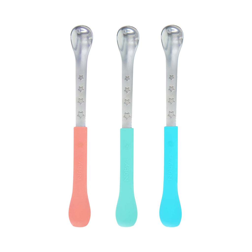 2-in-1 Silicone & Stainless Steel Feeding Spoons (3 Pack)